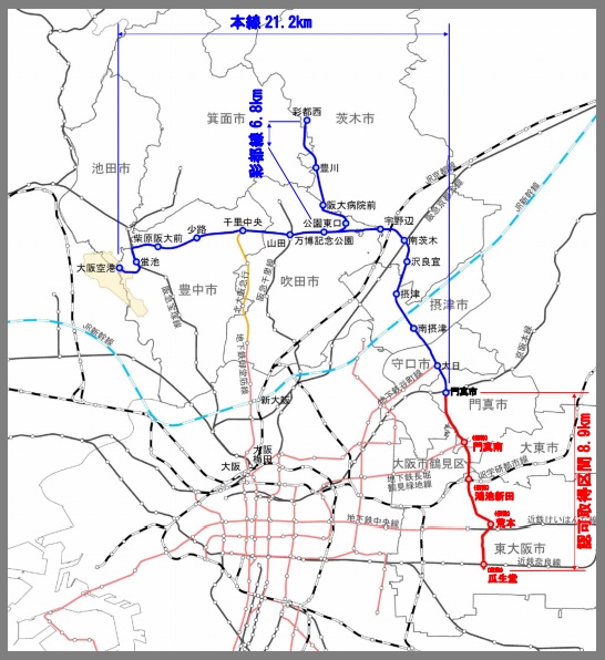 大阪モノレール路線図