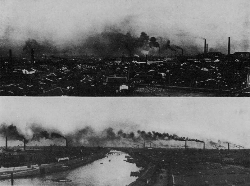 大阪市の煙筒と煤煙