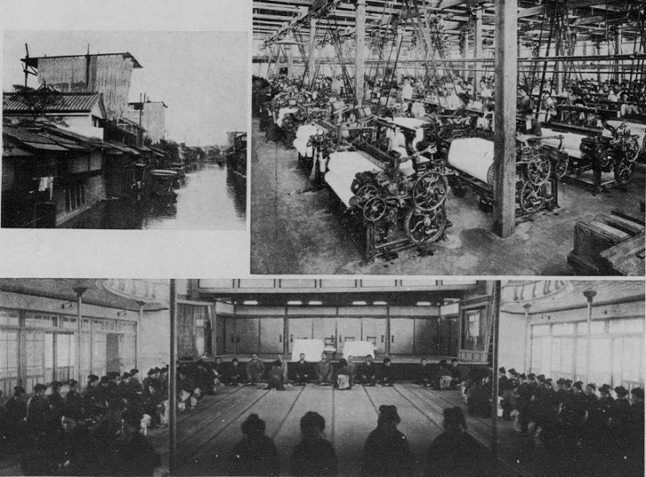 大阪織物株式会社・手拭浴衣地晒作業・毛斯綸紡績株式会社